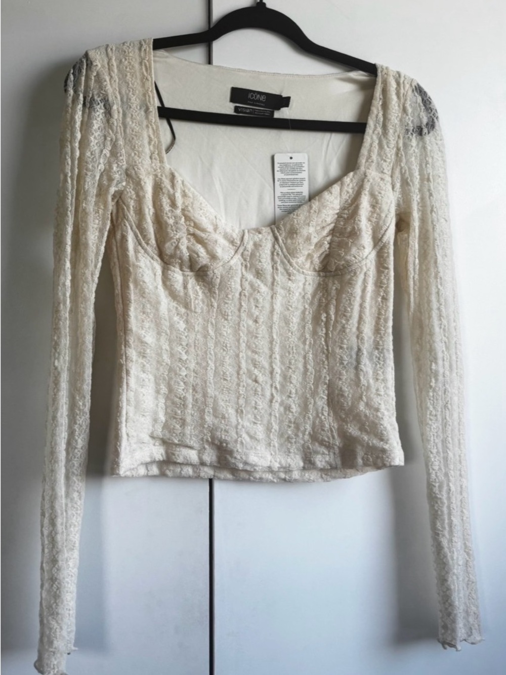 Simons Icône Romantic Lace Bustier Top Cream Size M